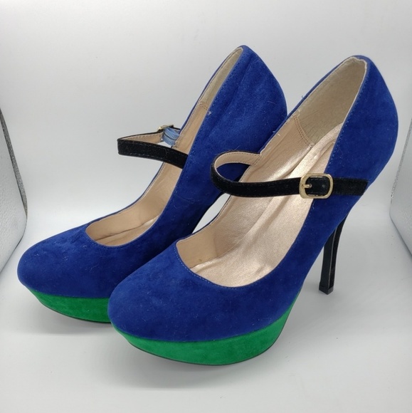 Qupid Felt Two Tone Platform Stiletto Heels - Picture 4 of 6